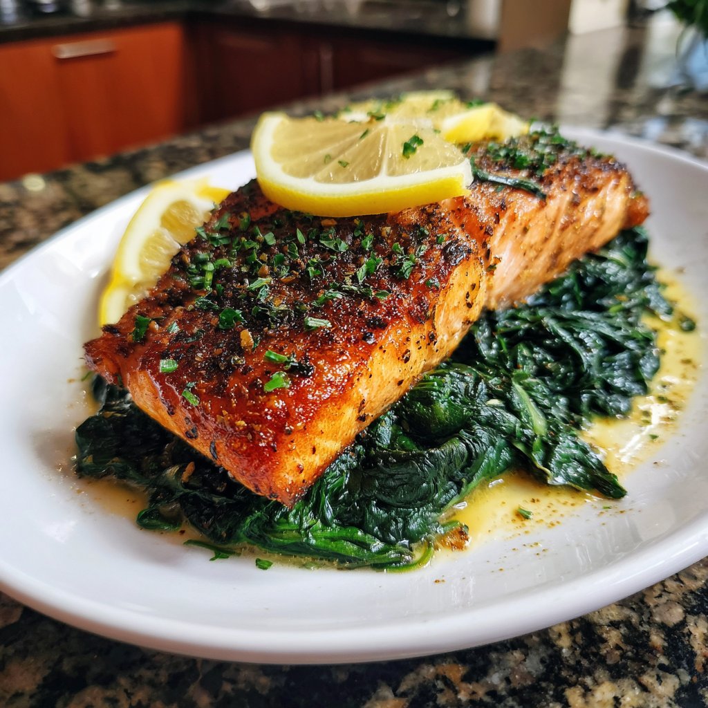 Lachs auf Spinatbett